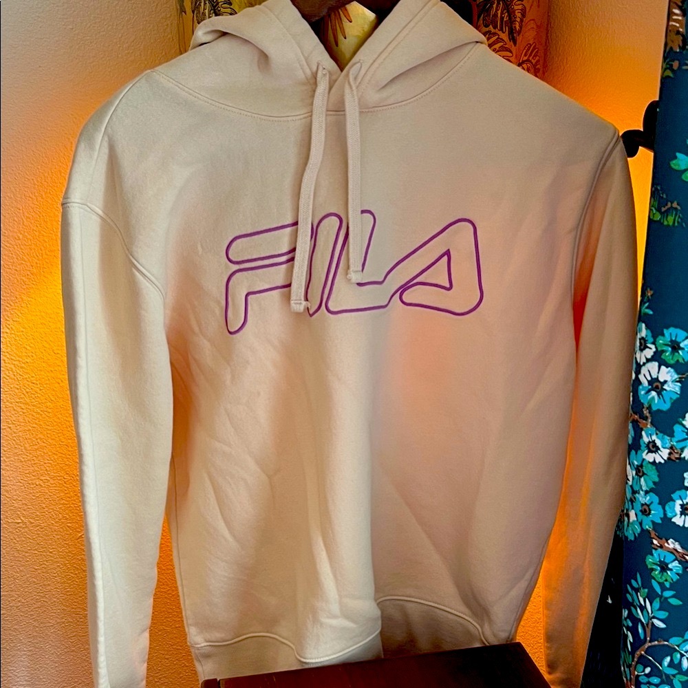 FILA Apricot Beige Purple Logo Hoodie!